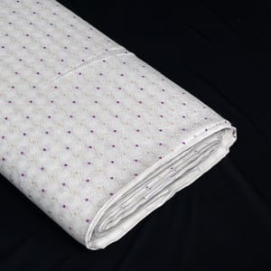 White and Purple Color Self Design Poly Cotton Fabric