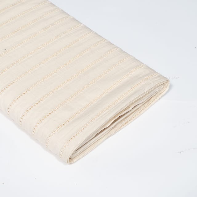 Off White Color Dyeable Cotton Schiffli Ladder Lace Fabric