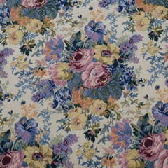 Multi Color Floral Design Cotton Blend Jacquard Fabric