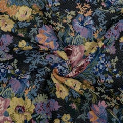 Multi Color Floral Design Cotton Blend Jacquard Fabric