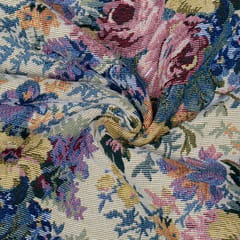 Multi Color Floral Design Cotton Blend Jacquard Fabric