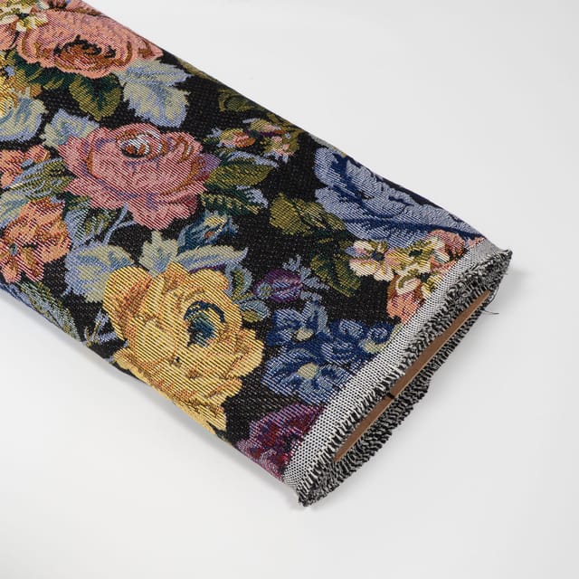 Multi Color Floral Design Cotton Blend Jacquard Fabric