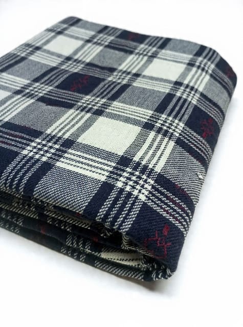 Navy Checks Dobby Weave Yarn Dyed  Cotton  Fabric
