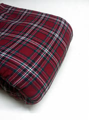 Red Checks Twill Weave Yarn Dyed  Cotton Lurex Fabric