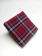 Red Checks Twill Weave Yarn Dyed  Cotton Lurex Fabric