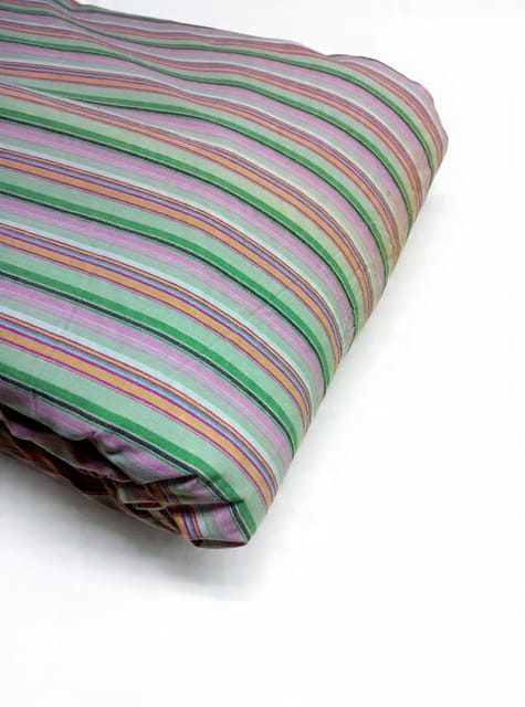 Multi Color Stripes Plain Weave Yarn Dyed  Cotton Lycra Fabric