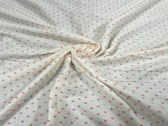 Printed Cotton Mul Satin White Orange Dots