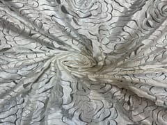 Dyeable Embroidered Net Silver Floral
