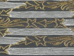 Dyeable Embroidered Net White Stripes Golden Floral