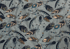 Sapphire Blue Leaves Printed Chiffon Fabric