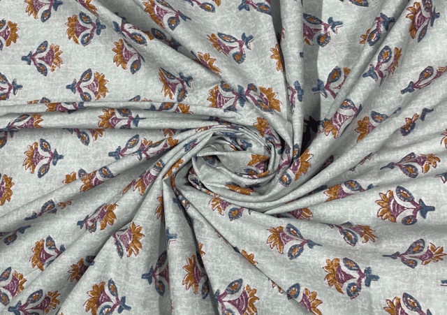 Printed Cotton Cambric Sea Green MultiColour Floral