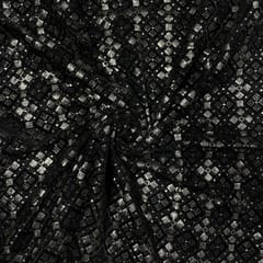 Black Colour Velvet Embroidered Fabric