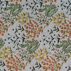Lemon Colour Pure Dupion Silk Printed Fabric