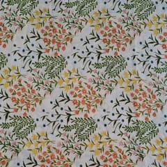 Lemon Colour Pure Dupion Silk Printed Fabric