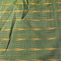 Green Colour Cotton Ikat Fabric