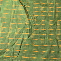 Green Colour Cotton Ikat Fabric