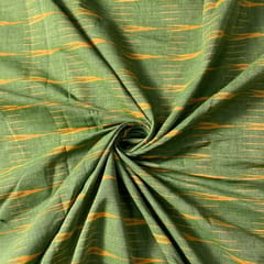 Green Colour Cotton Ikat Fabric