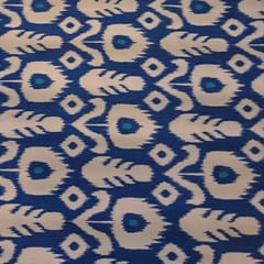 White Colour Demin Lycra Printed Fabric