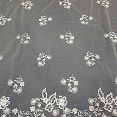 Light Gold Colour Net Embroidered Fabric