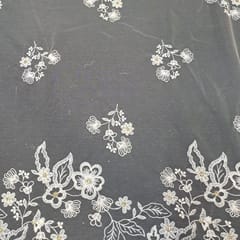 Light Gold Colour Net Embroidered Fabric