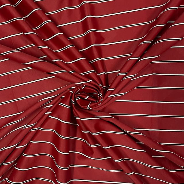 Rust Colour Mettalic Lycra Stripes Fabric