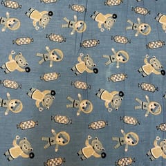 Blue Colour Cotton Cambric Printed Fabric