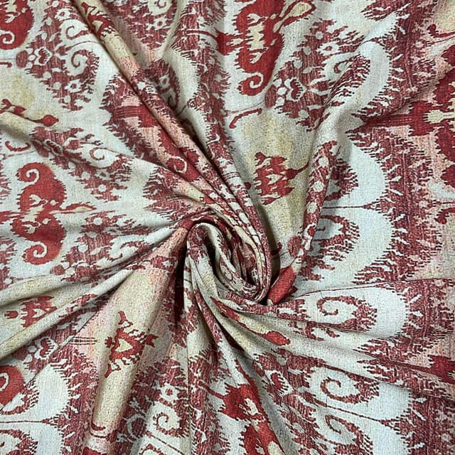 Maroon Colour Crepe Printed Fabric