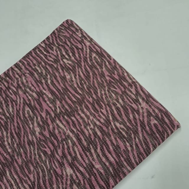 Lilac Colour Cambric Cotton Kantha Printed Fabric