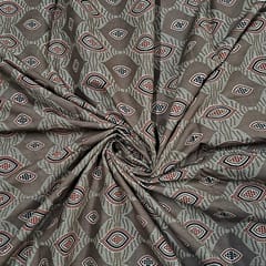 Brown Colour Cotton Cambric Printed Fabric