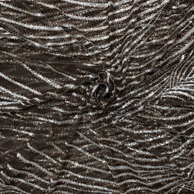 Brown Colour Floral Cut Dana Embroidered Fabric