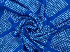 Royal Blue Abstract Upada Silk Fabric