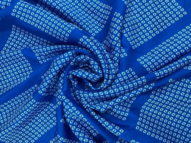 Royal Blue Abstract Upada Silk Fabric