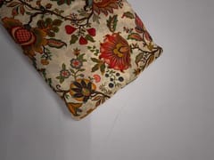 Cream Floral Pure Dupion Fabric