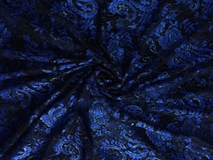 Navy Blue Floral Shantley Net Fabric