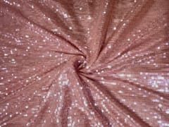 Peach Foil Square Sequins Fabric