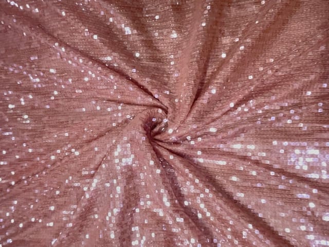 Peach Foil Square Sequins Fabric