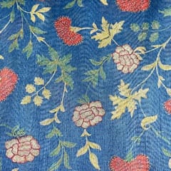 Blue Colour Semi Tussar Printed Fabric