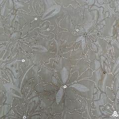 Golden Colour Tissue Embroidered Fabric