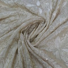 Golden Colour Tissue Embroidered Fabric