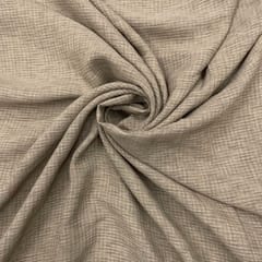 Beige Colour Checks Cotton Linen Fabric  (N252)