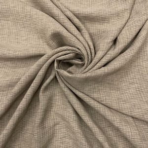 Beige Colour Checks Cotton Linen Fabric  (N252)