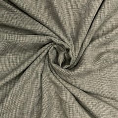 Grey Colour Checks Cotton Linen Fabric (N253)