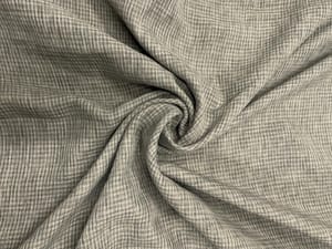 Grey Color Checks Cotton Linen Fabric
