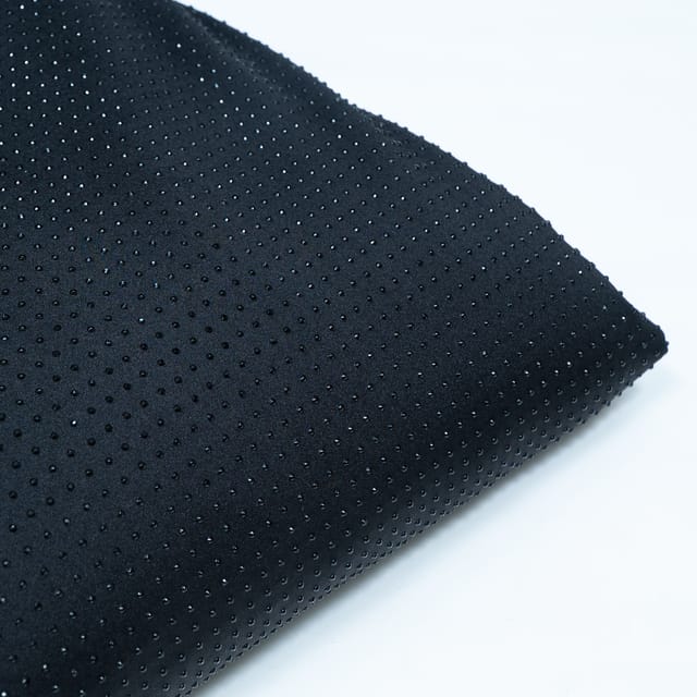 Black Color Jersy Lycra Rhinestone Fabric